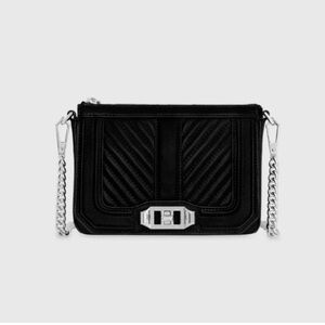 Rebecca Minkoff Black Chevron Quilted Mini Love Crossbody